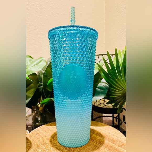Starbucks Other - Starbucks Ombré Aqua Splash Oil Slick Blue Tumbler Studded 24oz Venti Tumbler